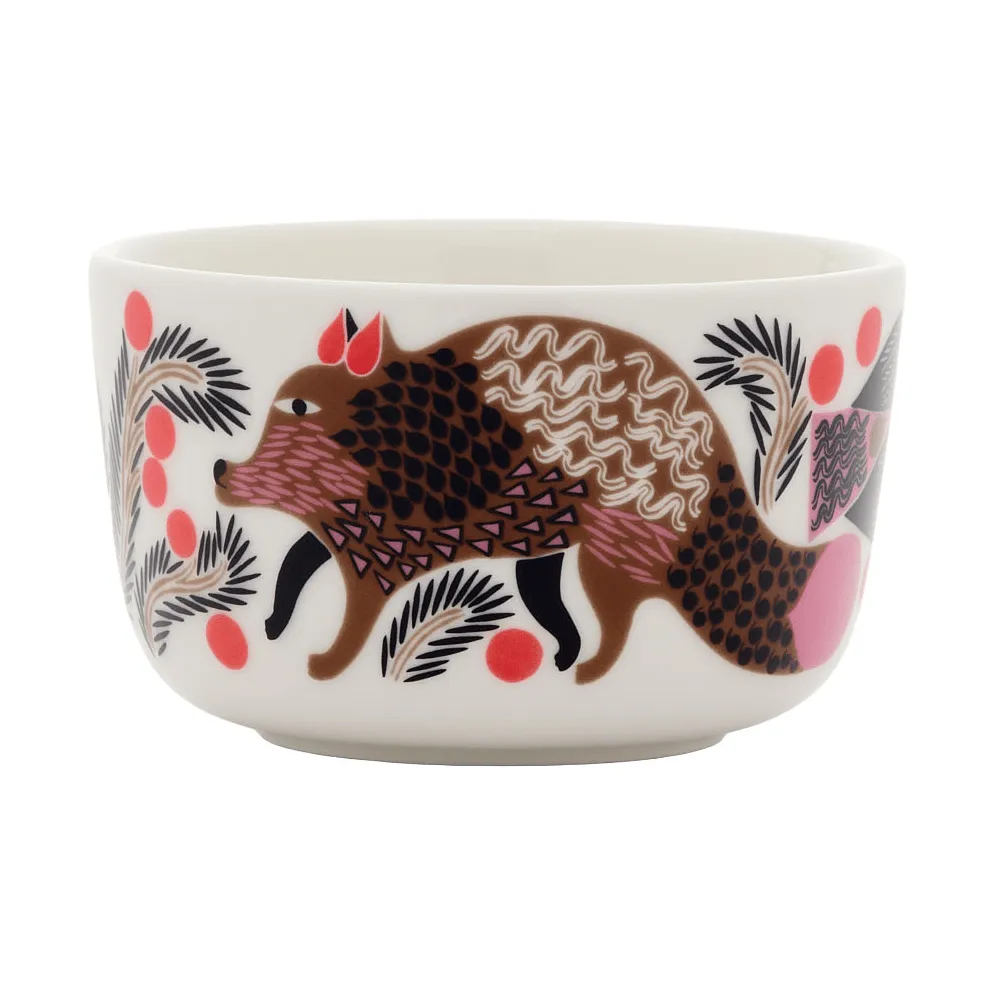Oiva Ketunmarja taça 2,5 dl, White-bronze-pink-petrol Marimekko