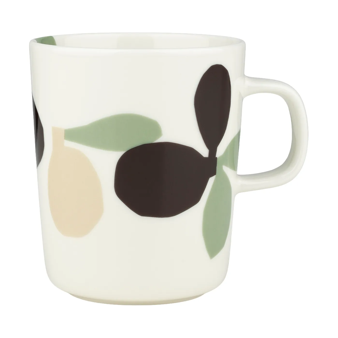 Omppo caneca, Branco, sálvia, castanho‑preto, linho, 2,5 dl Marimekko