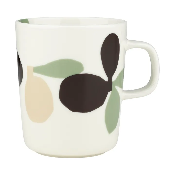Omppo caneca - Branco, sálvia, castanho‑preto, linho, 2,5 dl - Marimekko