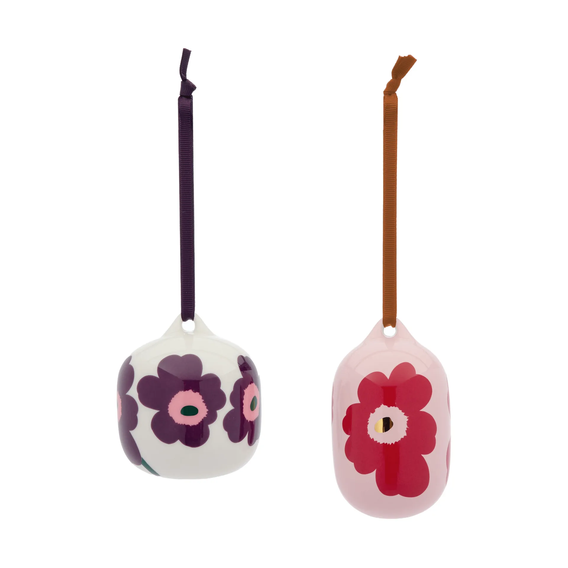 Pendente decorativo Unikko, Pink-cranberry-white-plum, 2 peças Marimekko