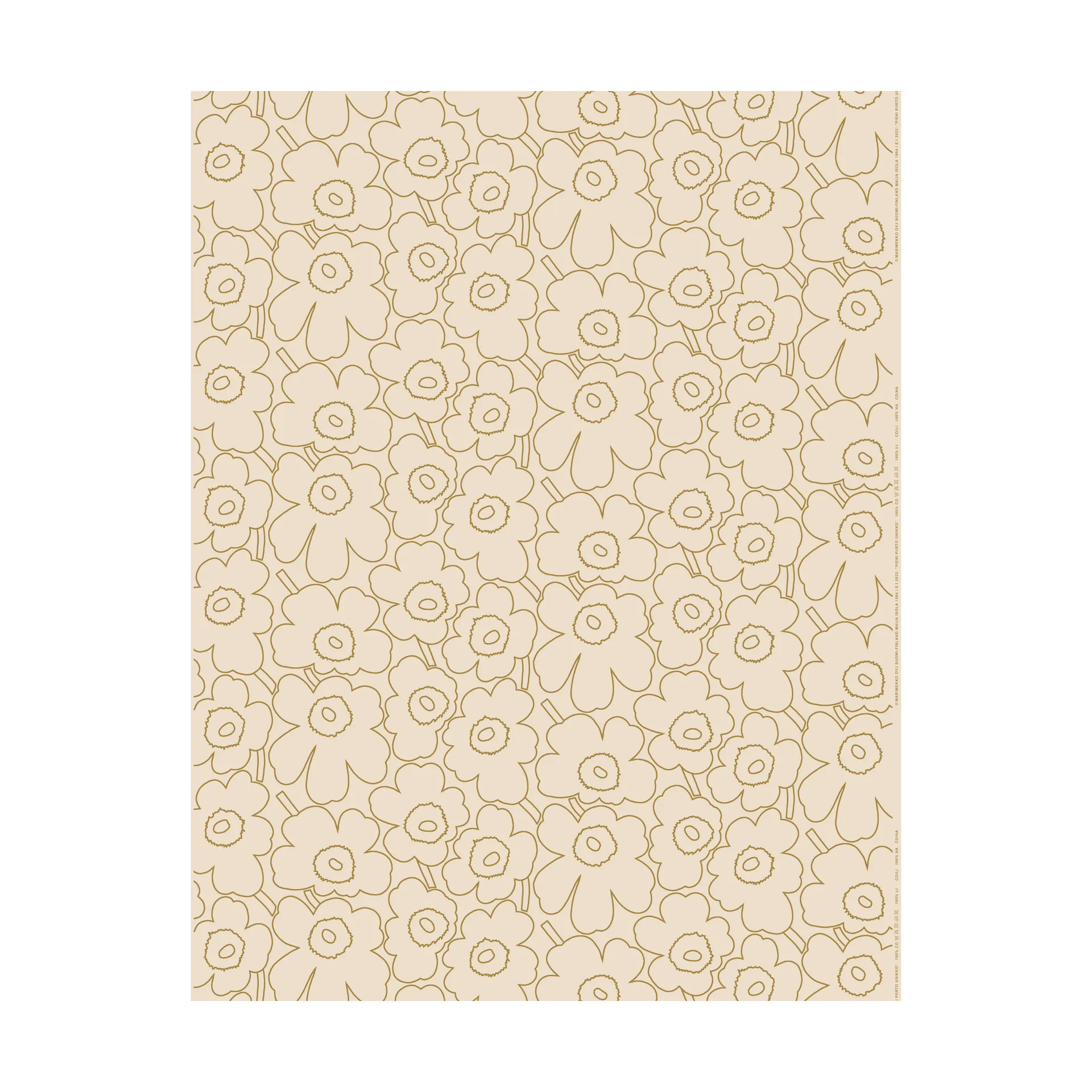 Pequeno Tecido Piirto Unikko de algodão-linho, Linen-gold Marimekko