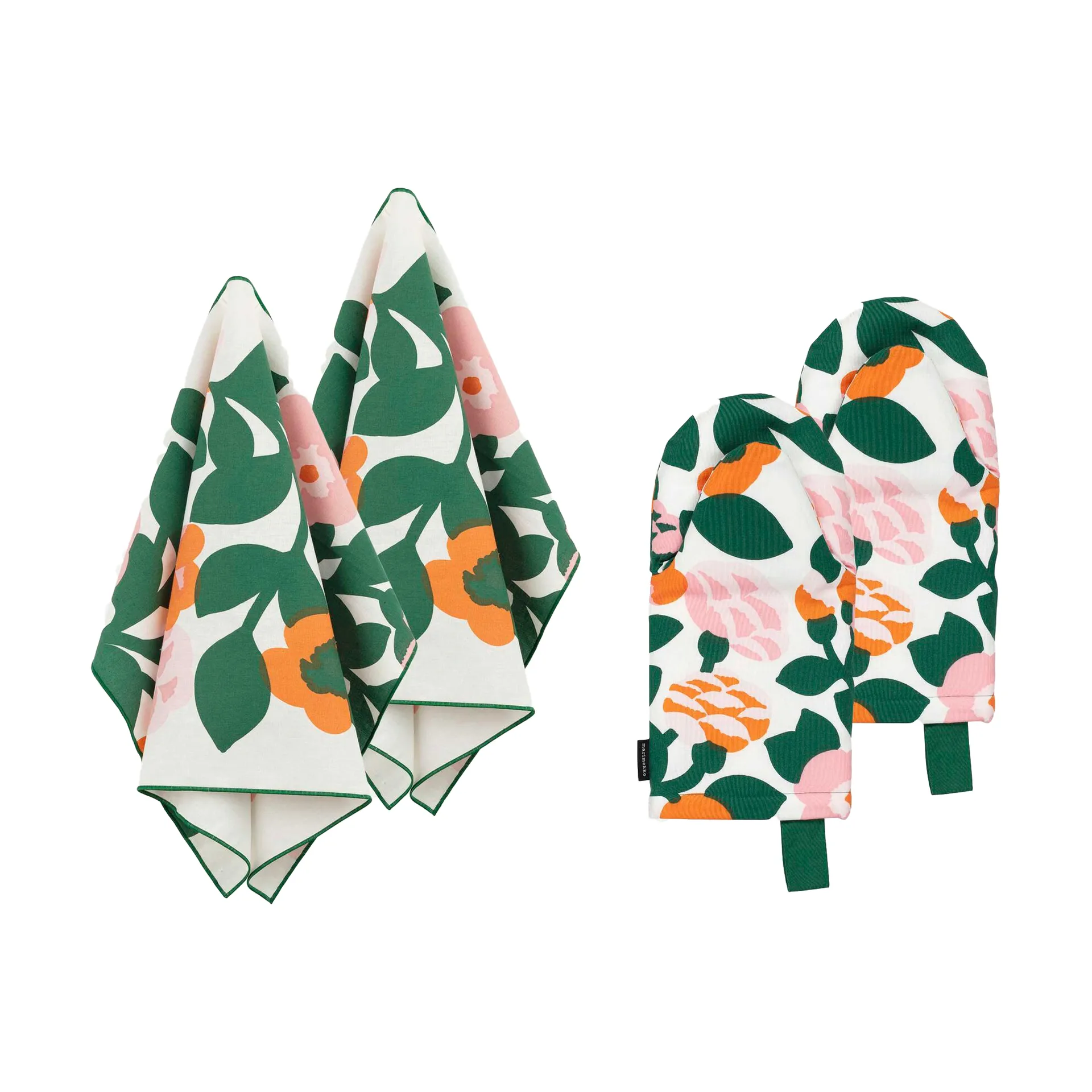 Pieni green green Conj. têxtil de cozinha 4 peças, Verde-laranja Marimekko