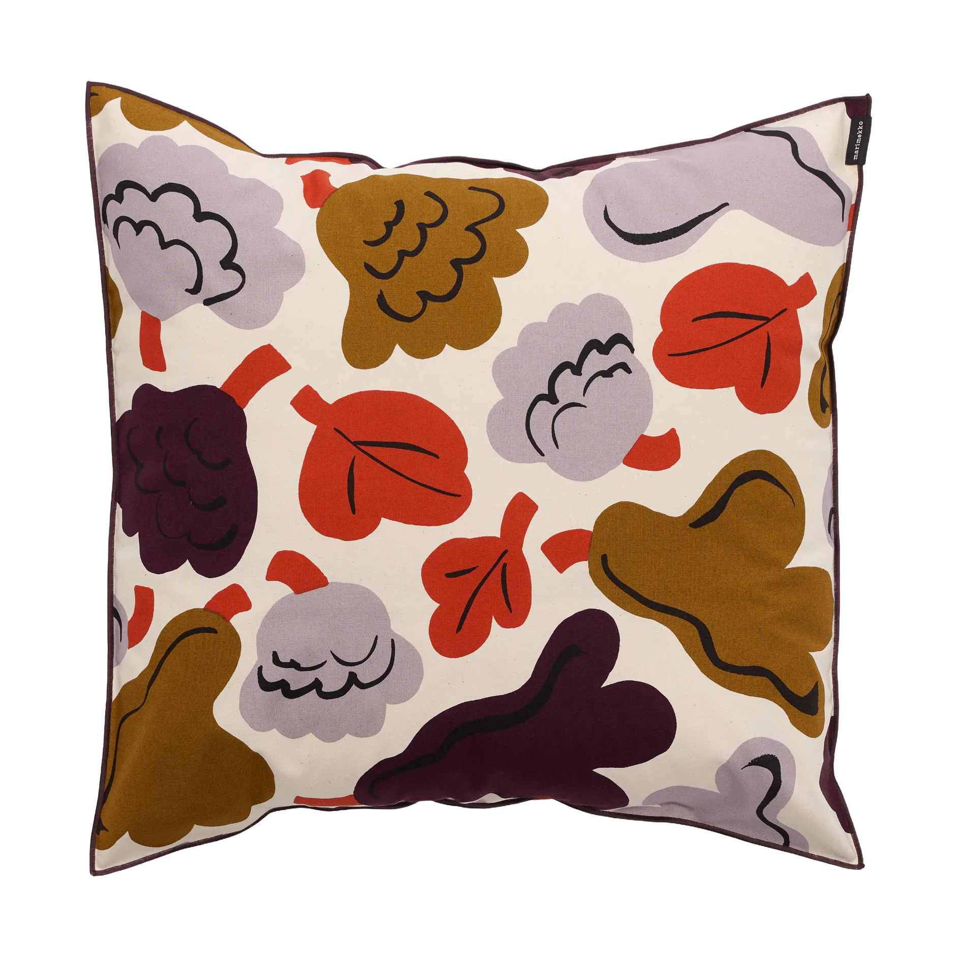 Pieni Kukasta Kukkaan capa de almofada, Hay-plum-bronze-terracotta, 50x50 cm Marimekko
