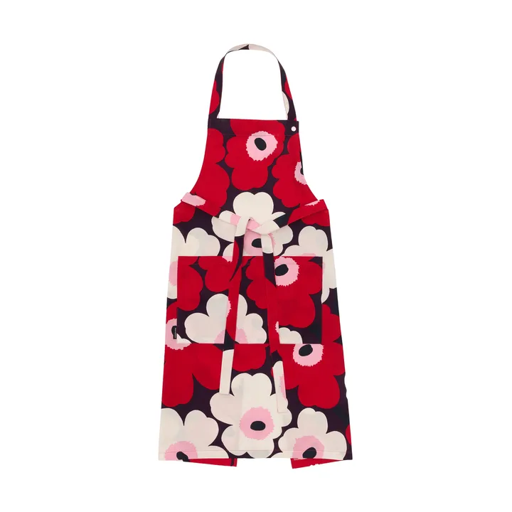Pieni Unikko avental - Plum-cranberry-off white-rose - Marimekko