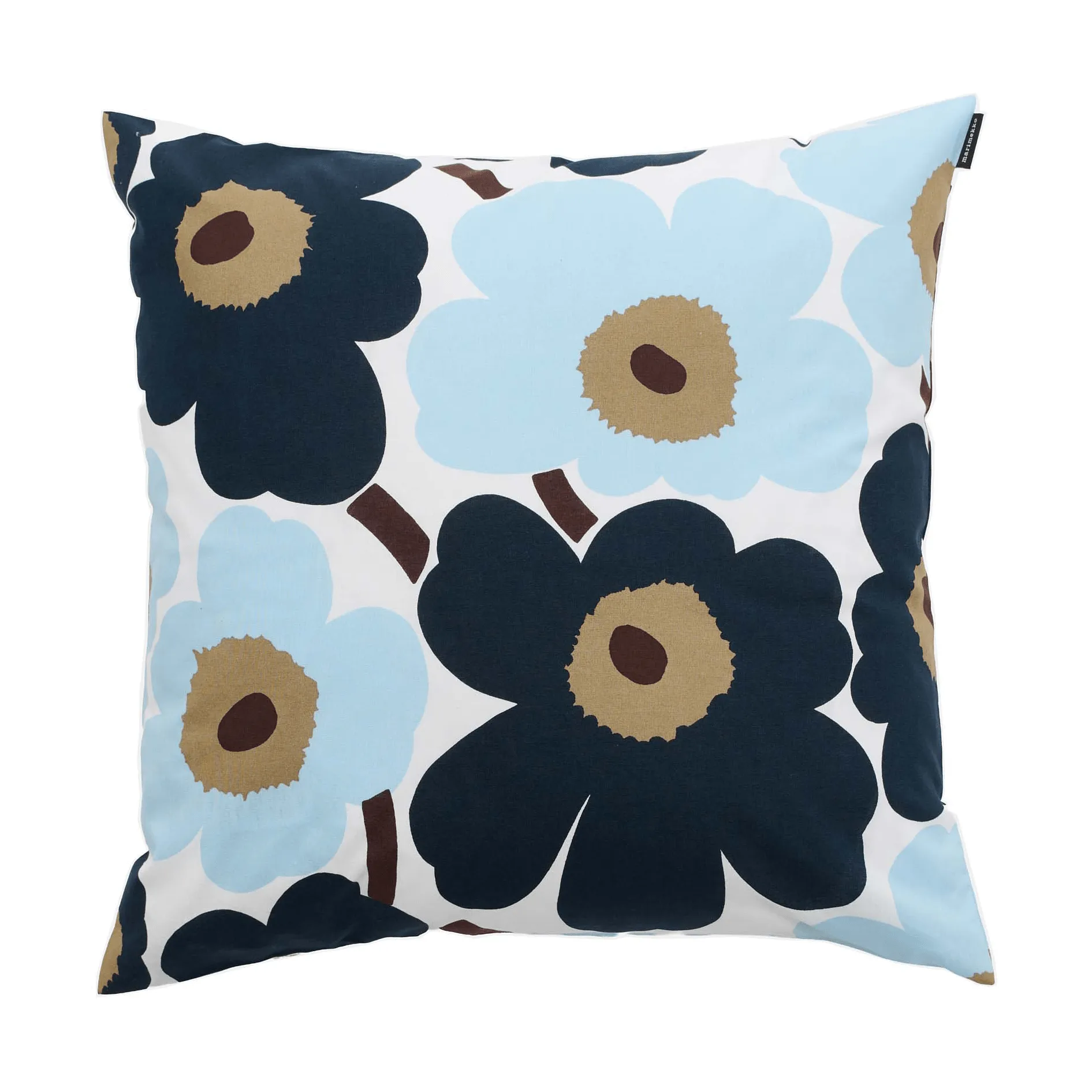 Pieni Unikko capa de almofada 50x50 cm, White-blueberry-cold blue-dark brown Marimekko