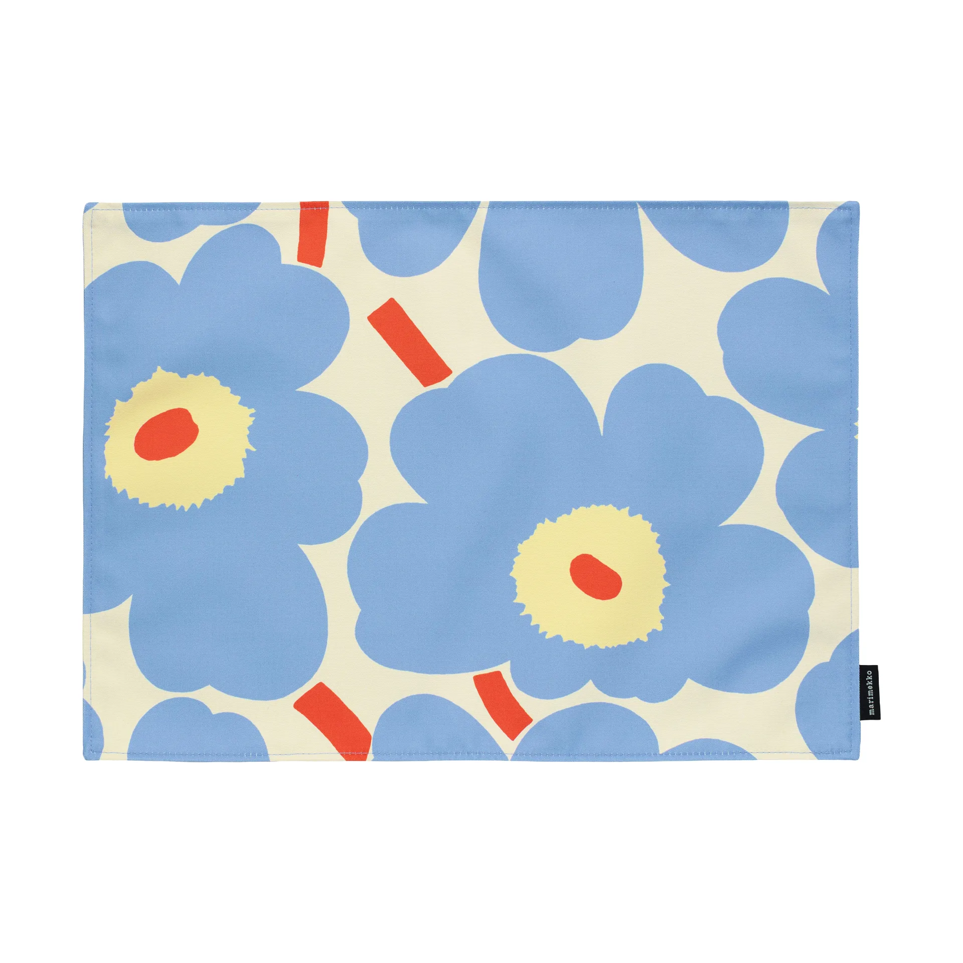 Pieni Unikko individual de mesa, Off white-light blue-melon-orange red, 31x42 cm Marimekko