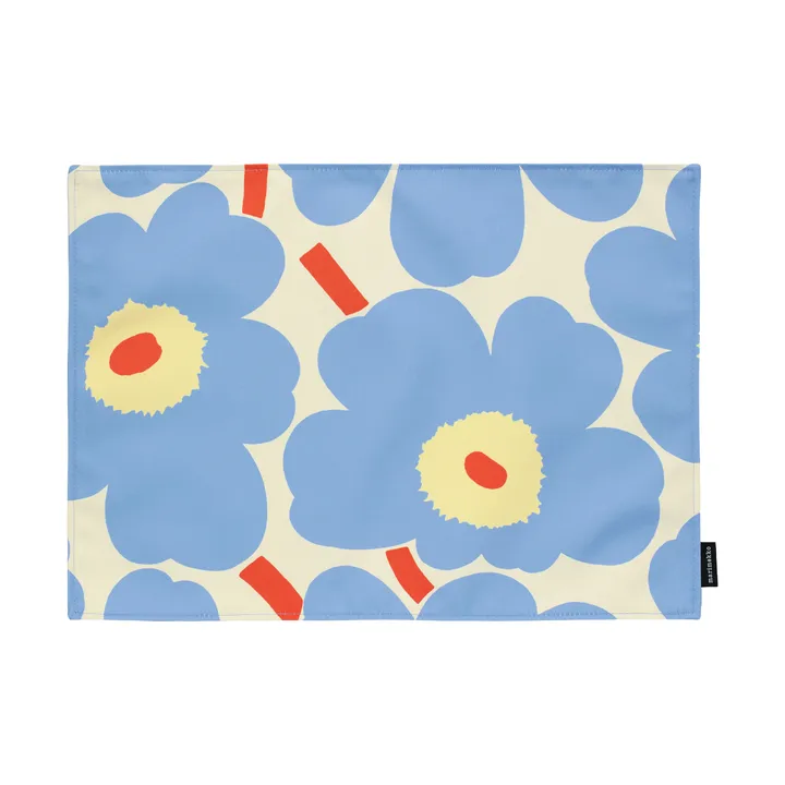Pieni Unikko individual de mesa - Off white-light blue-melon-orange red, 31x42 cm - Marimekko