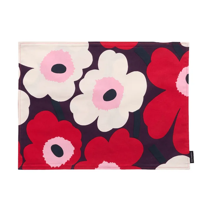 Pieni Unikko tapete de escova em acrílico - Plum-cranberry-off white-rose - Marimekko