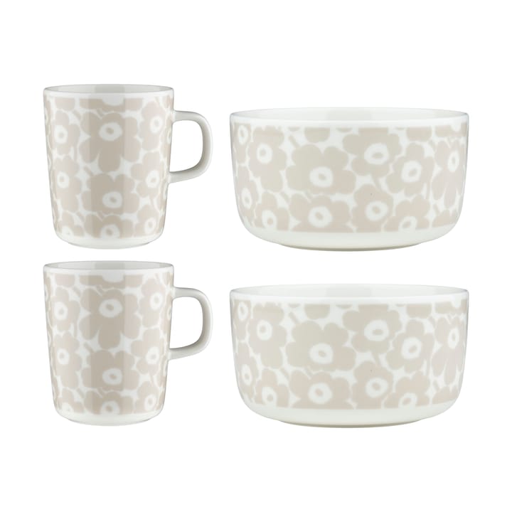 Pikkuinen Unikko conjunto de pequeno-almoço 4 peças - Branco-palha - Marimekko