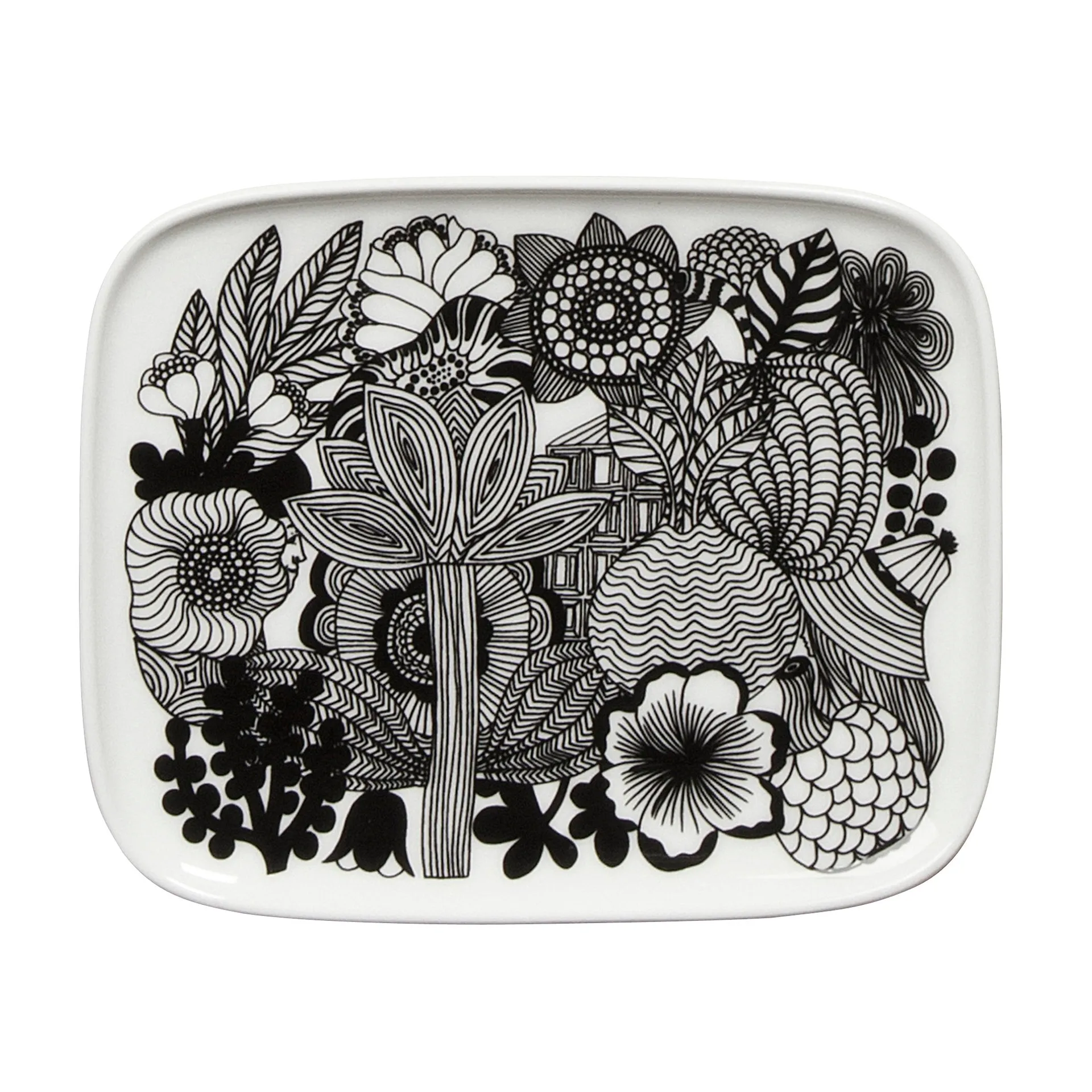 Pires Siirtolapuutarha 15x12 cm, preto-branco (100 anos Finlândia) Marimekko
