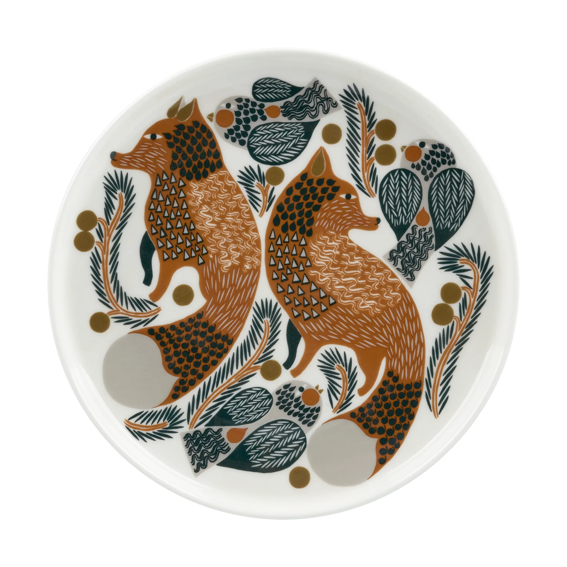 Prato Ø20 cm Oiva Ketunmarja , branco-Castanho vermelho-Verde escuro Marimekko