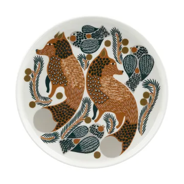 Prato Ø20 cm Oiva Ketunmarja  - branco-Castanho vermelho-Verde escuro - Marimekko