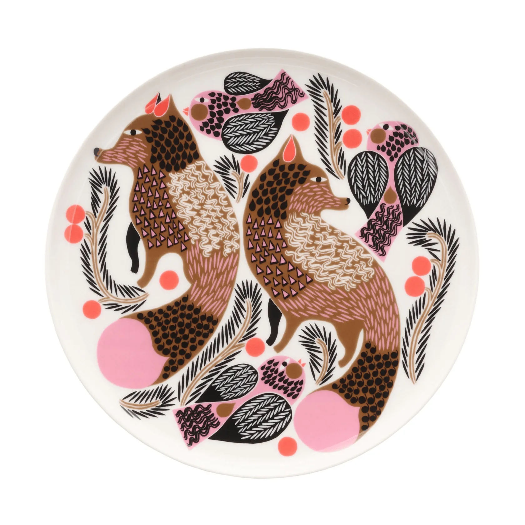 Prato Ø20 cm Oiva Ketunmarja , White-bronze-pink-petrol Marimekko