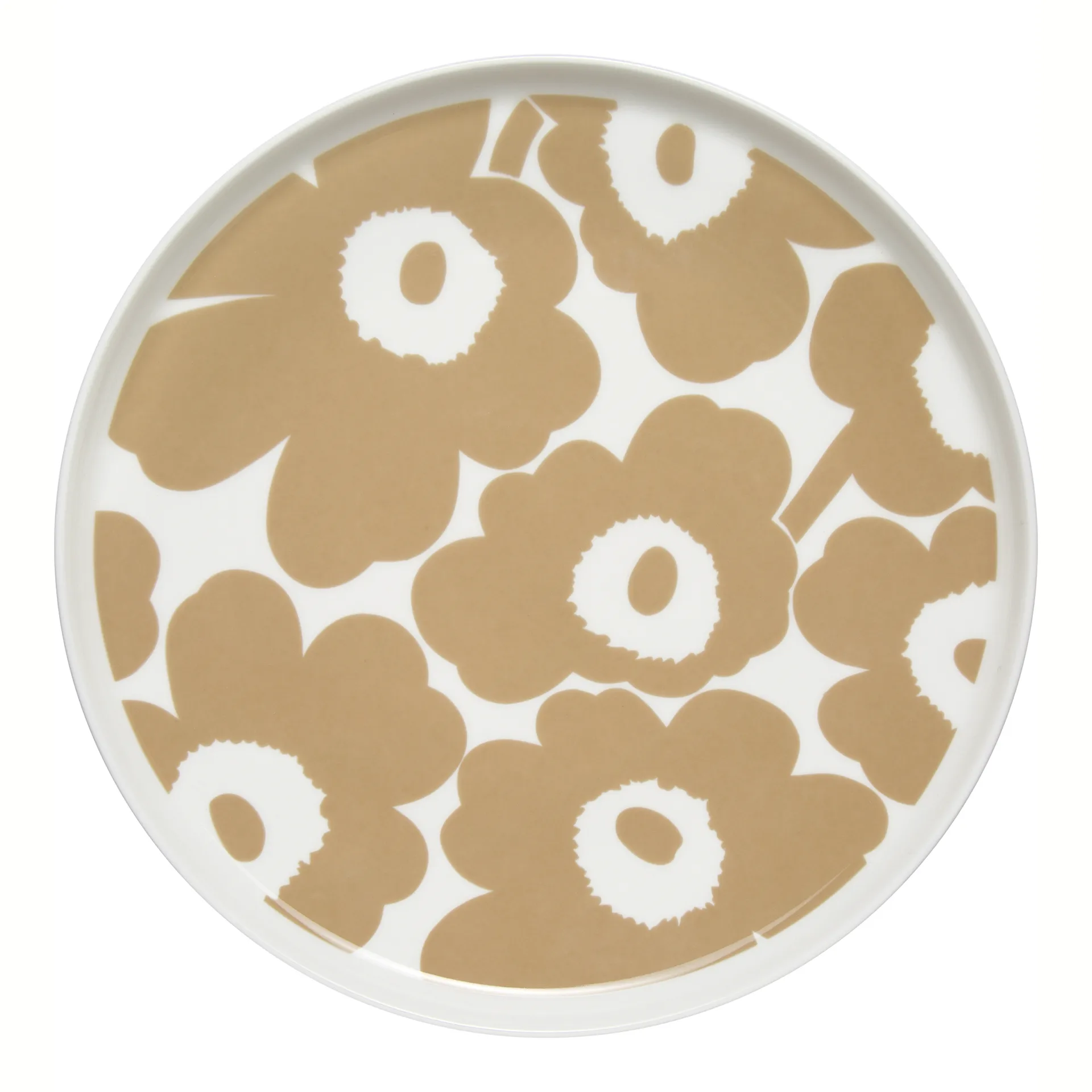 Prato bege-branco Unikko, Ø25 cm Marimekko