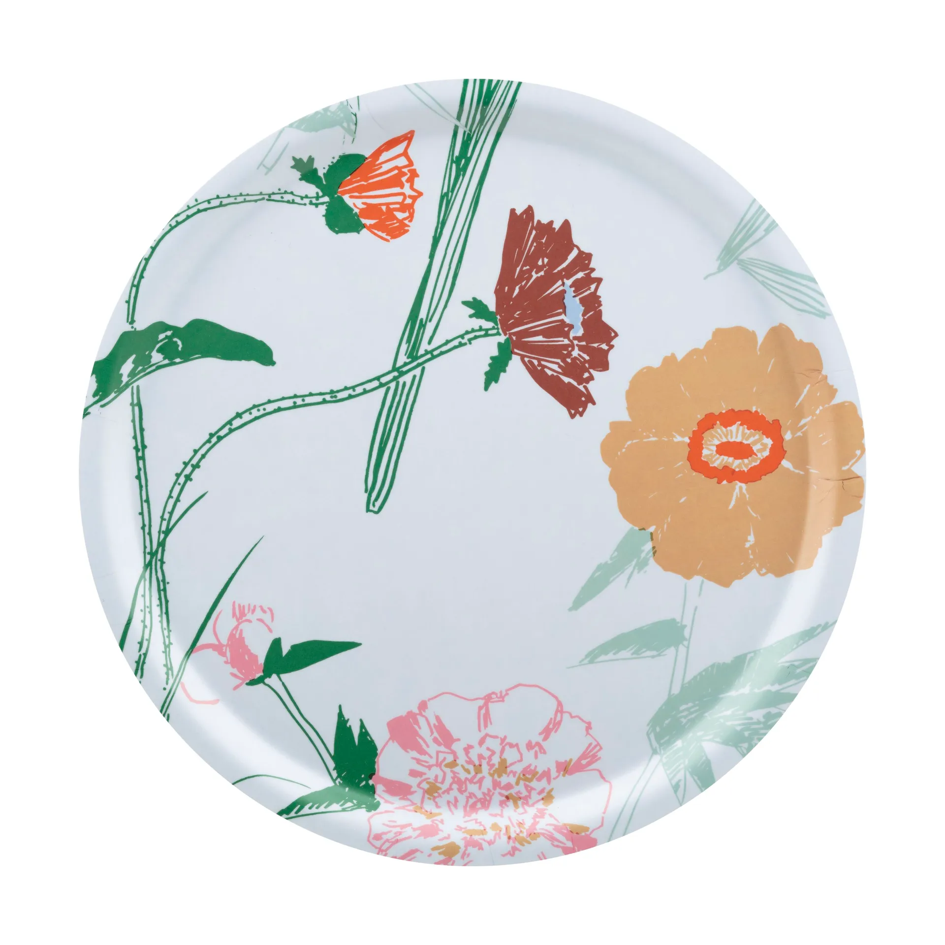 Puutarhakutsut tableiro Ø31 cm, Branco-verde-bege-rosa claro Marimekko