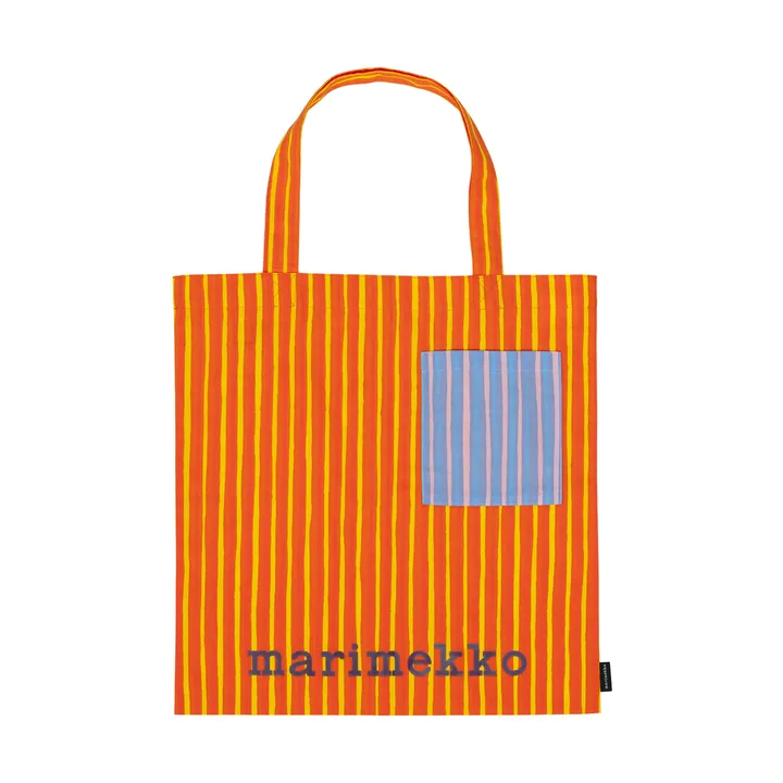 Saco de tecido Piccolo - Laranja, com bolso, 43x44 - Marimekko
