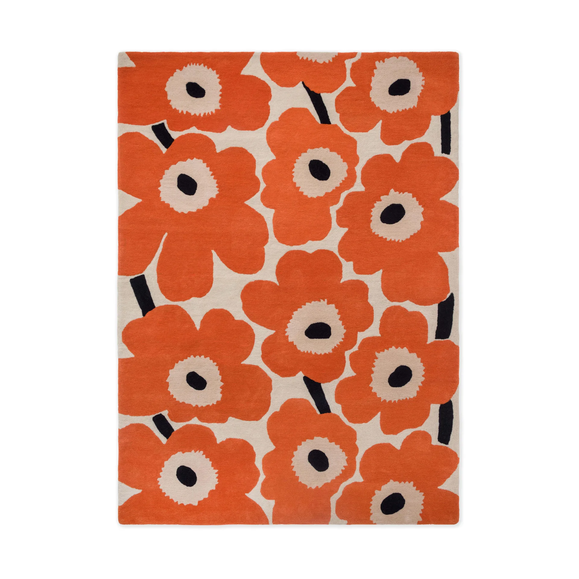 Tapete de lã Unikko, Orange Red, 140x200 cm Marimekko