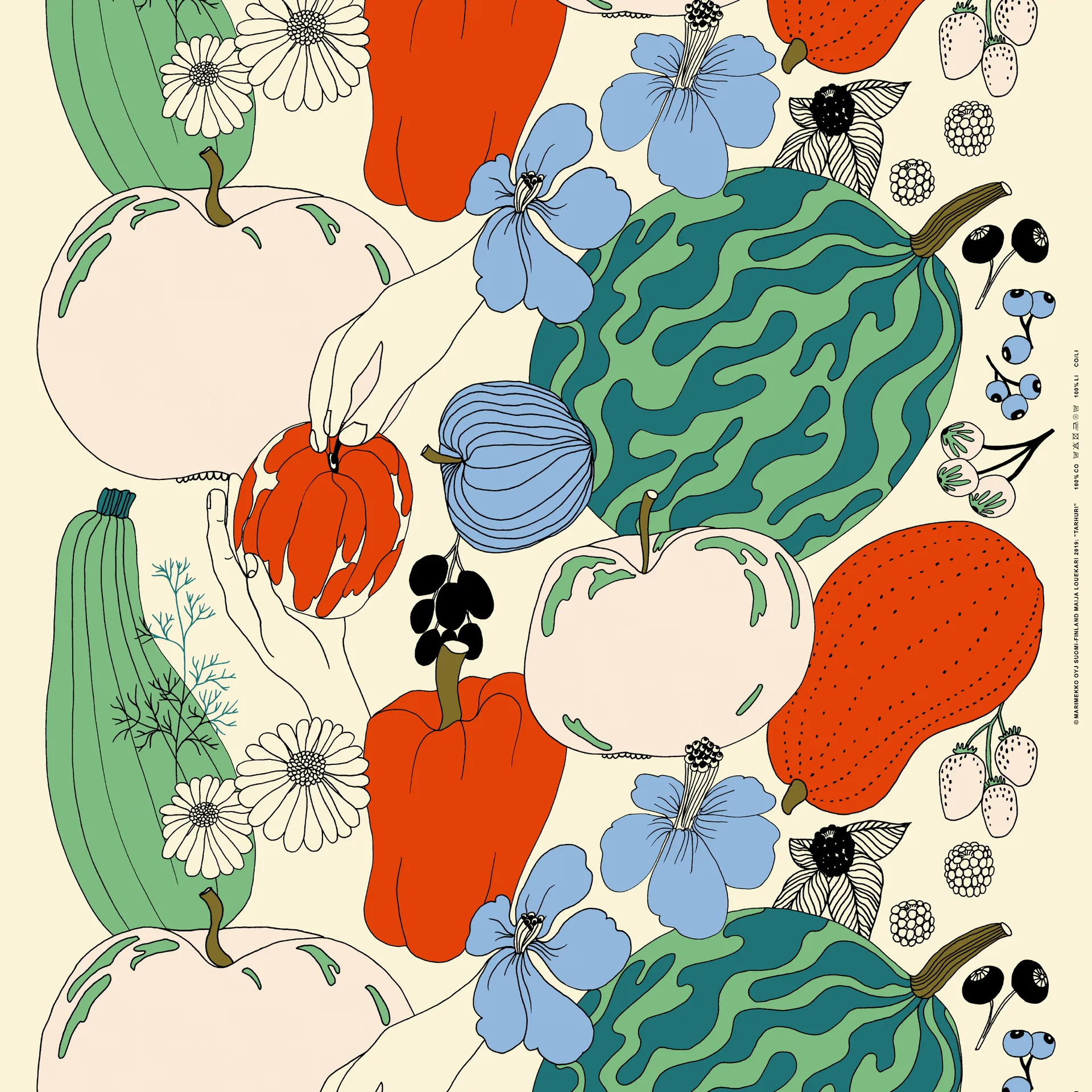 Tecido algodão-linho Tarhuri, multi Marimekko