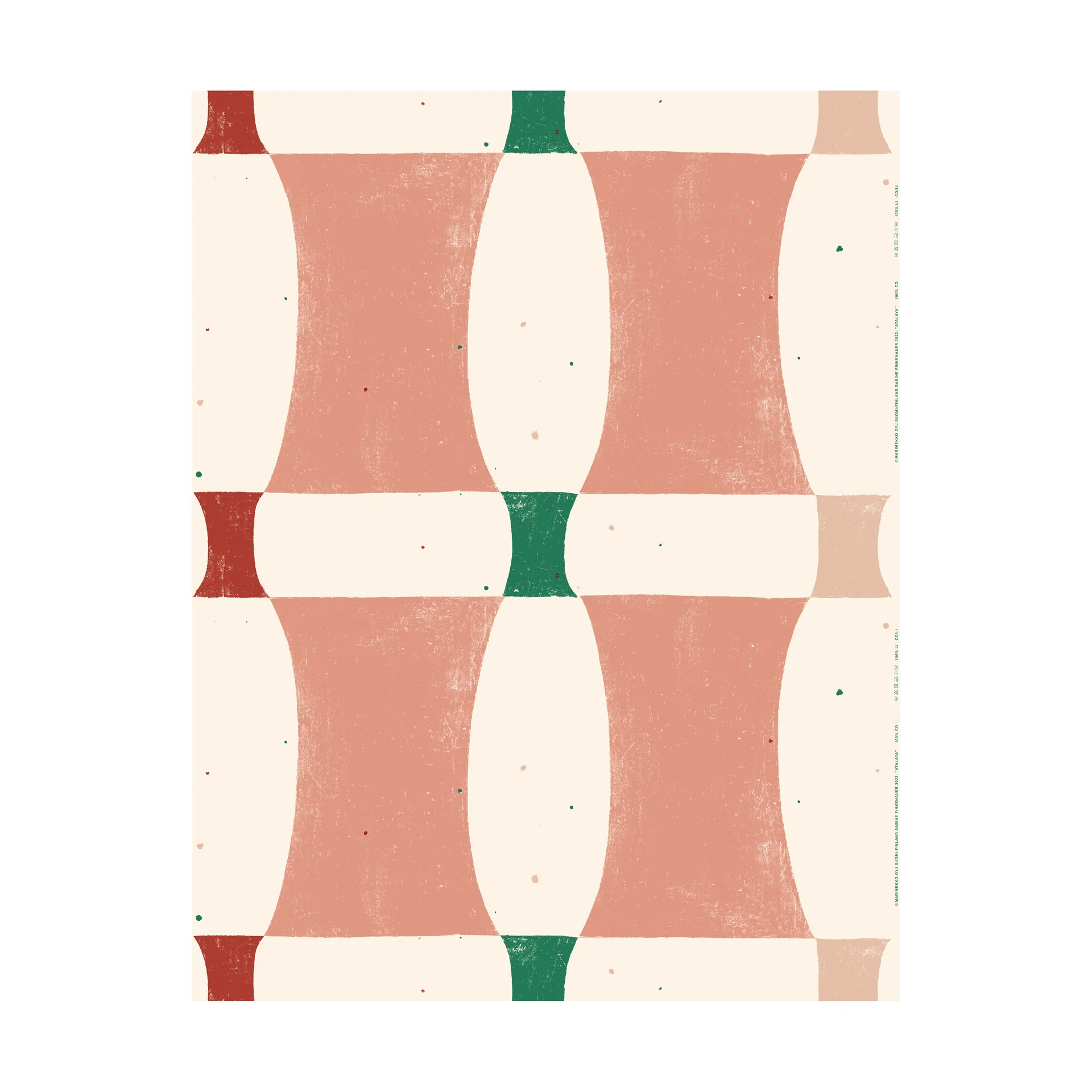 Tecido de algodão Atalaya, Cotton-peach-red Marimekko