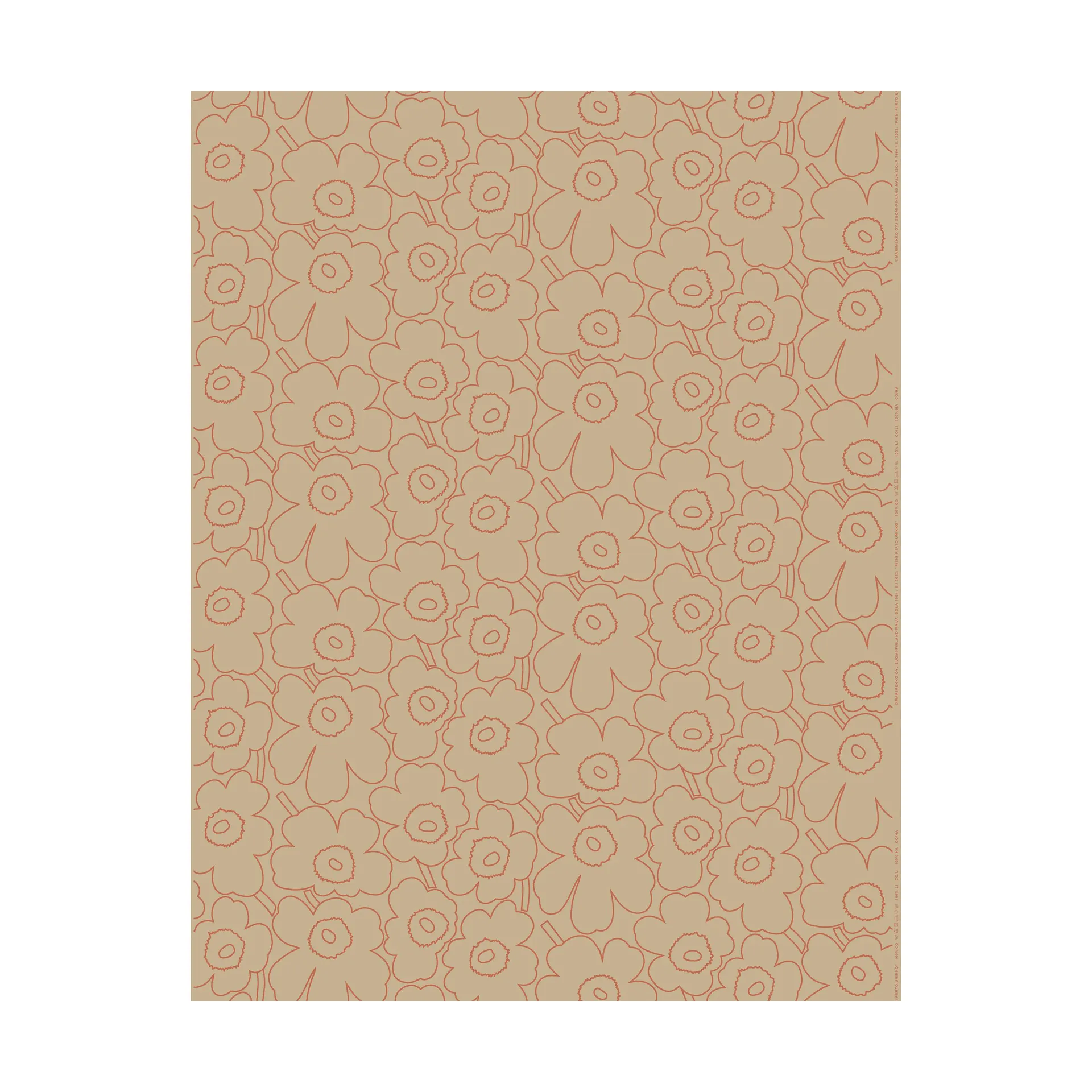 Tecido de algodão-linho Piirto Unikko, Linen-l. terracotta Marimekko