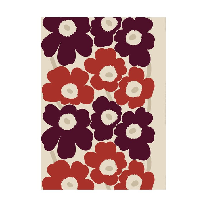 Tecido de algodão-linho Unikko, Linen-red Marimekko