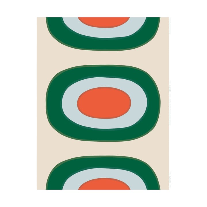 Tecido de algodão Melooni - Off white-green-l. blue-orange - Marimekko