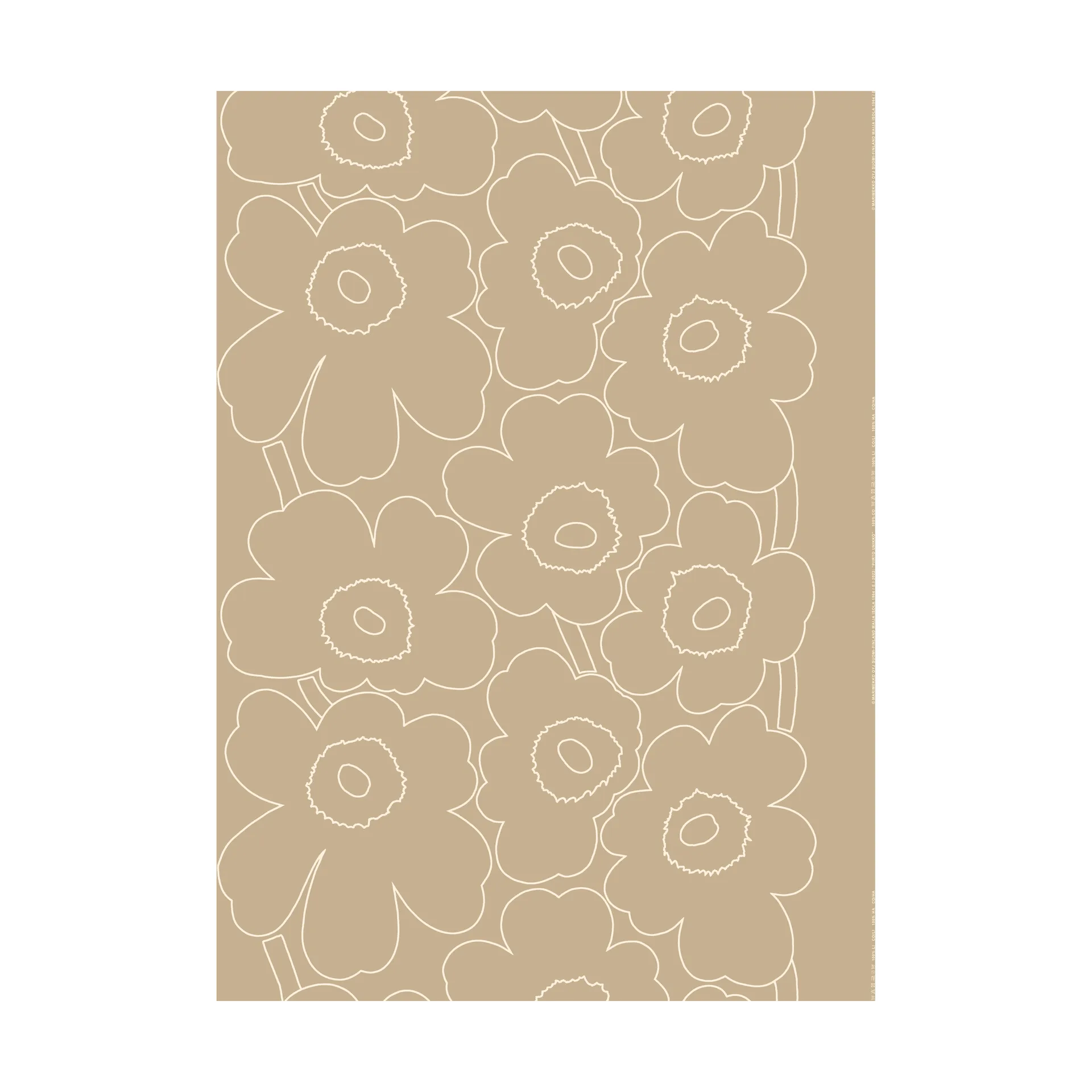 Tecido de linho cru Piirto Unikko, Linen-white Marimekko