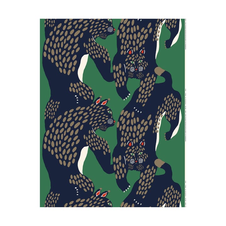 Tecido de panamá Ilves , Green-blue-light brown Marimekko