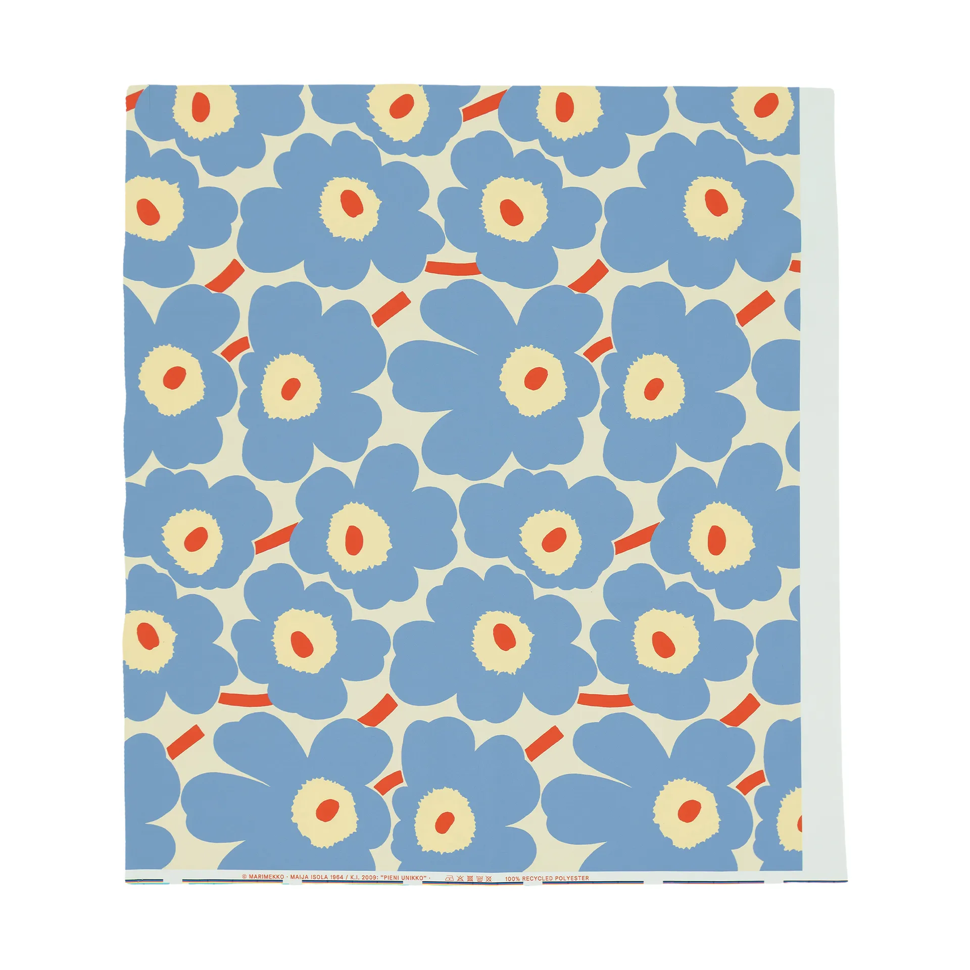 Tecido para exterior Pieni unikko, Off white-light blue-melon-orange red Marimekko
