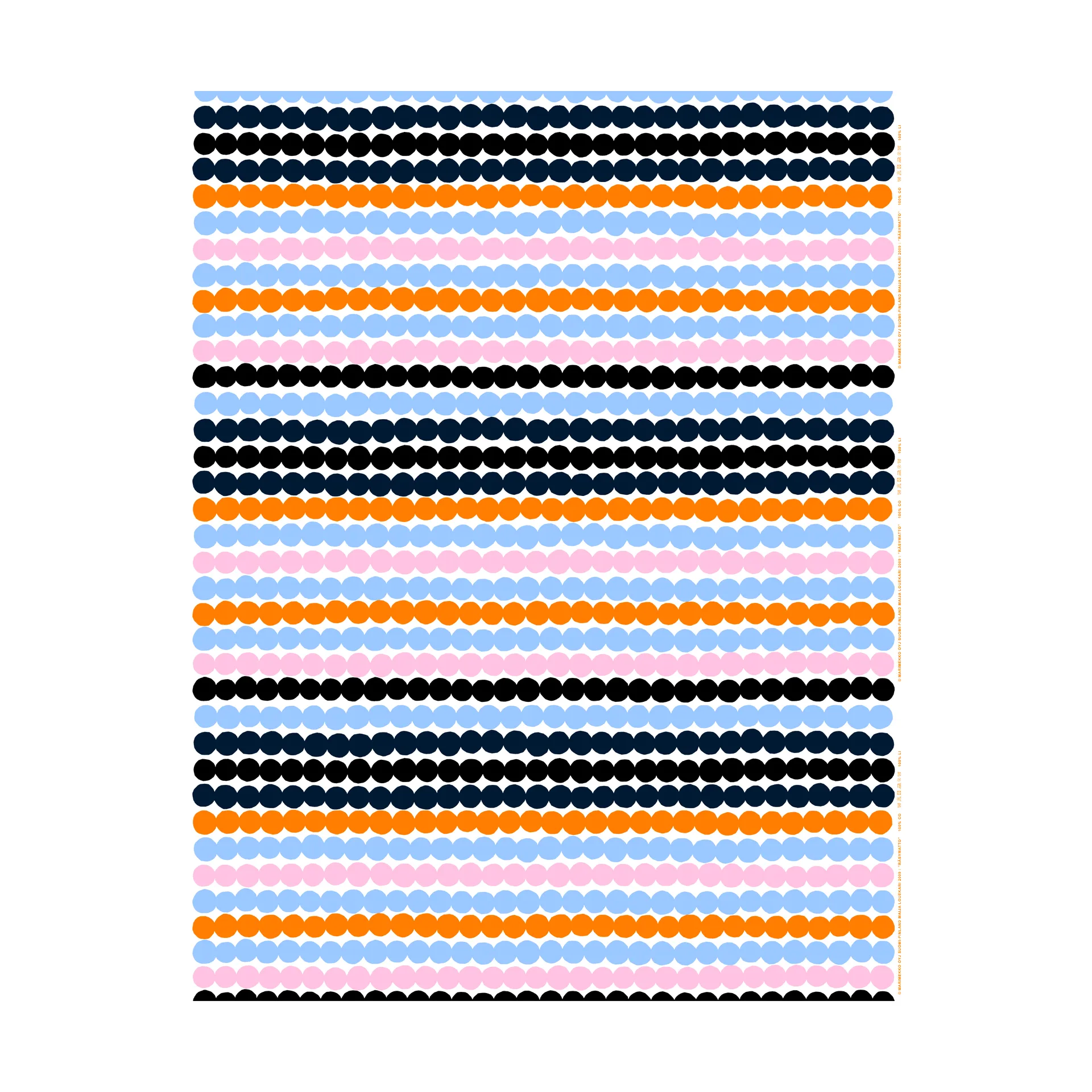 Tecido Räsymatto, White-light blue-orange-pink Marimekko