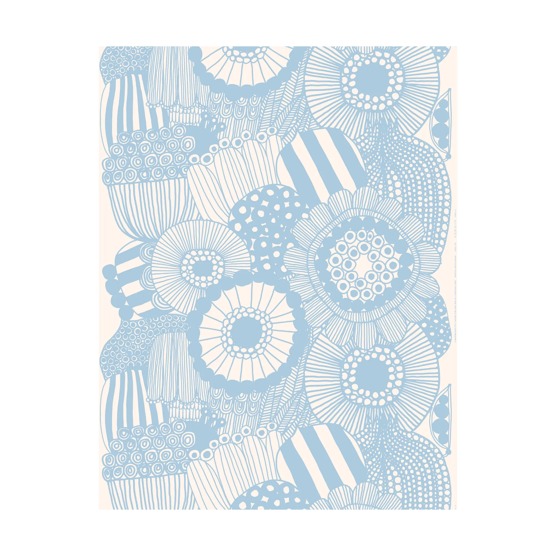 Tecido Siirtolapuutarha, Beige-azul Marimekko