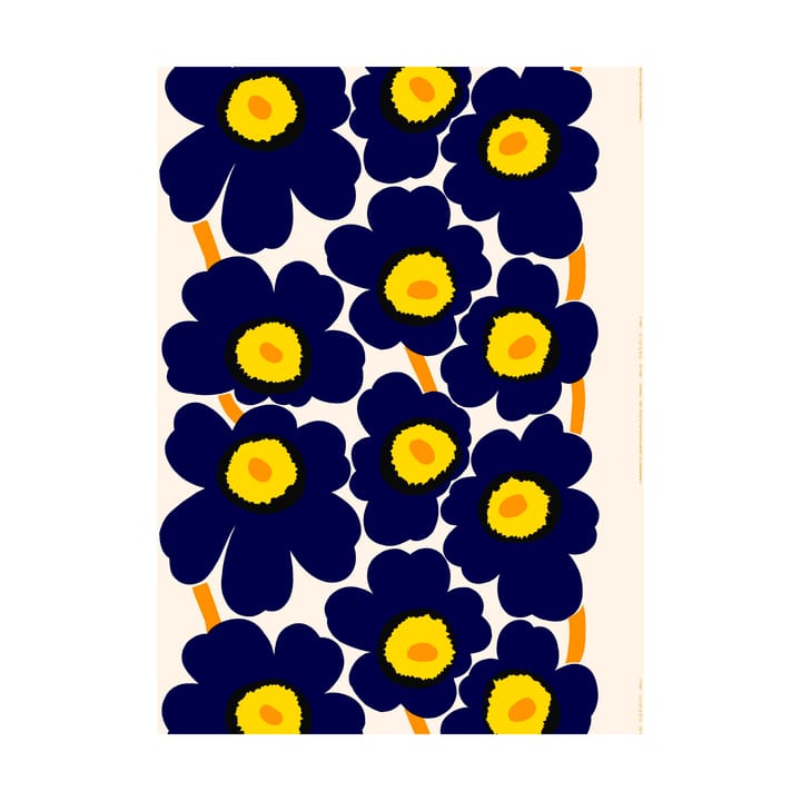 Tecido Unikko algodão heavyweight - Cotton-d. blue-yellow-orange - Marimekko