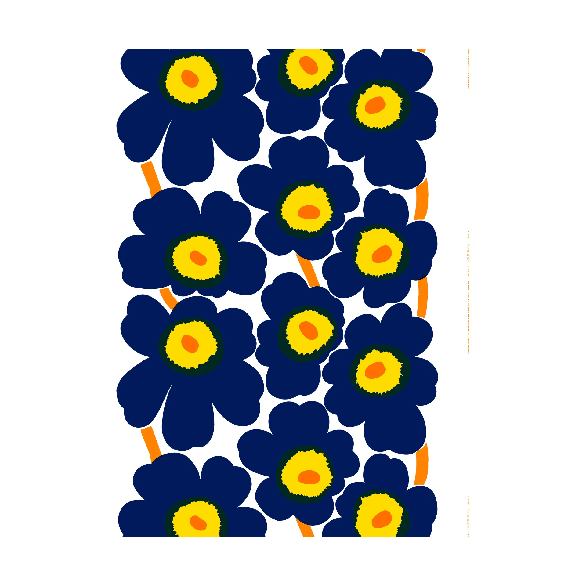 Tecido Unikko azul escuro, Azul escuro-amarelo

 Marimekko