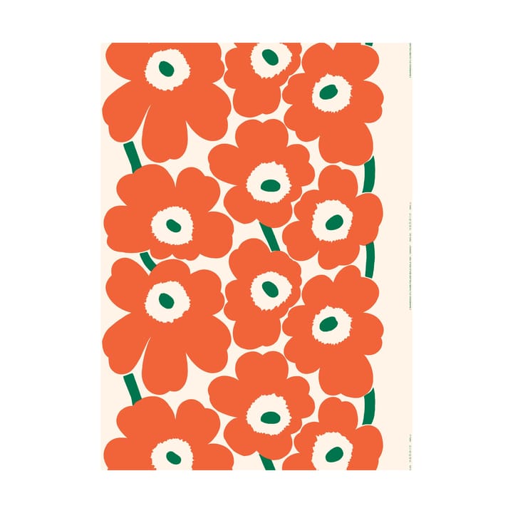 Tecido Unikko de cetim de algodão pesado, Cotton-orange-green Marimekko