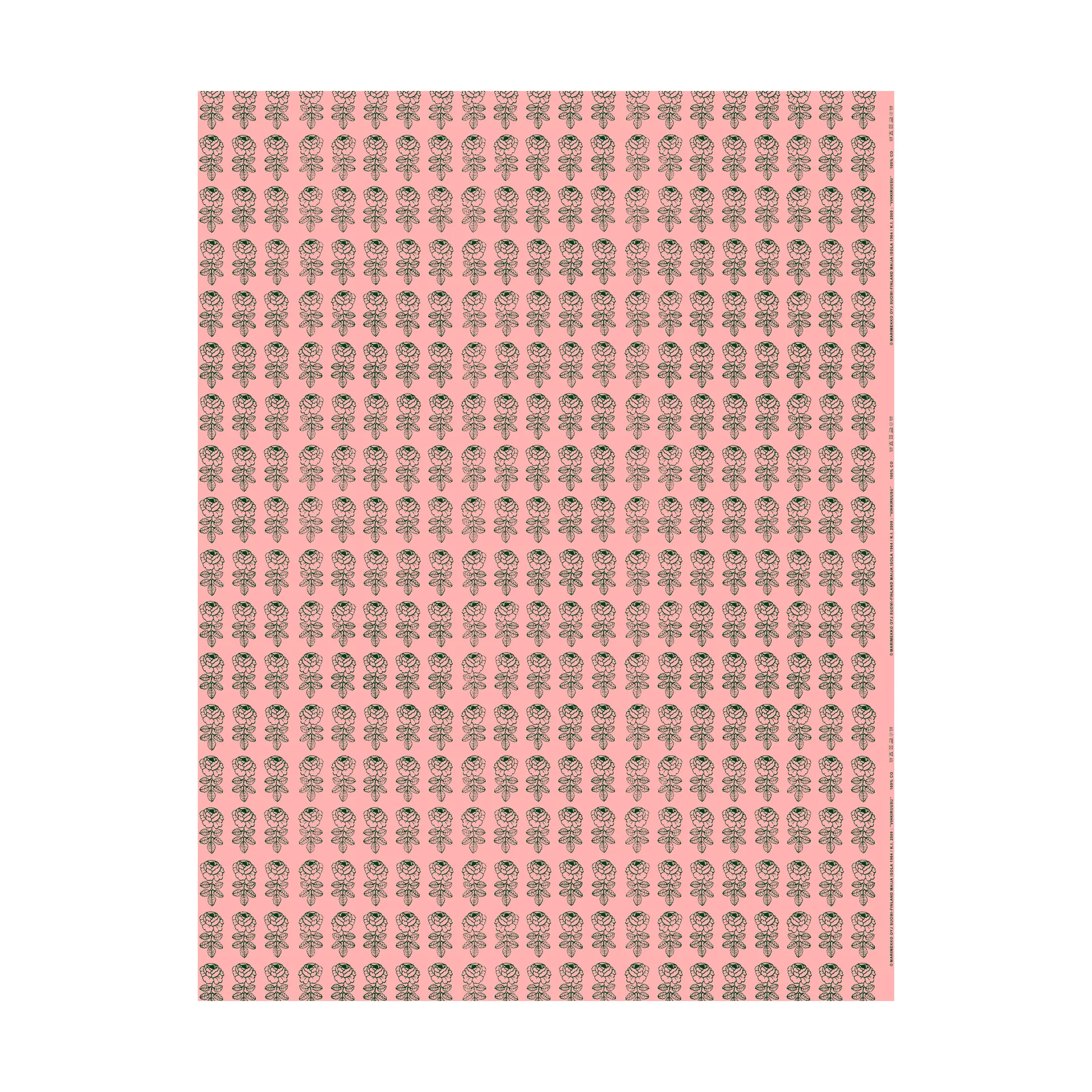 Tecido Vihkiruusu, Light pink-dark green Marimekko