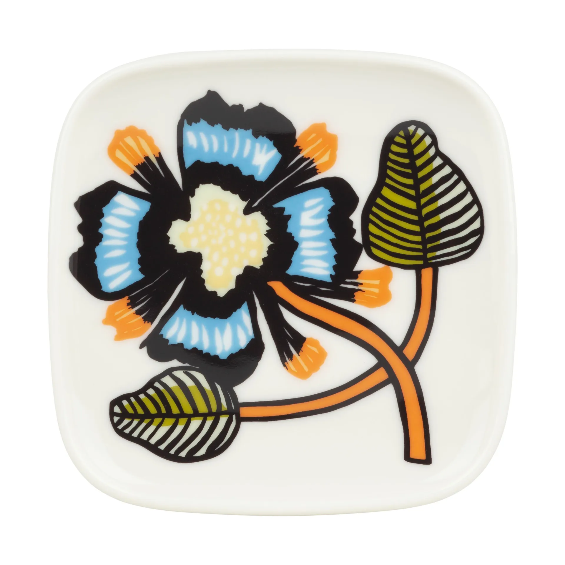 Tiara bandeja 10x10 cm, White-warm orange-green Marimekko