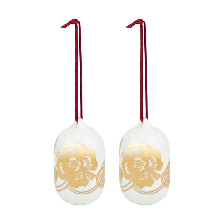 Tiara bolas de Natal 2025 6x9 cm - Branco-dourado - Marimekko