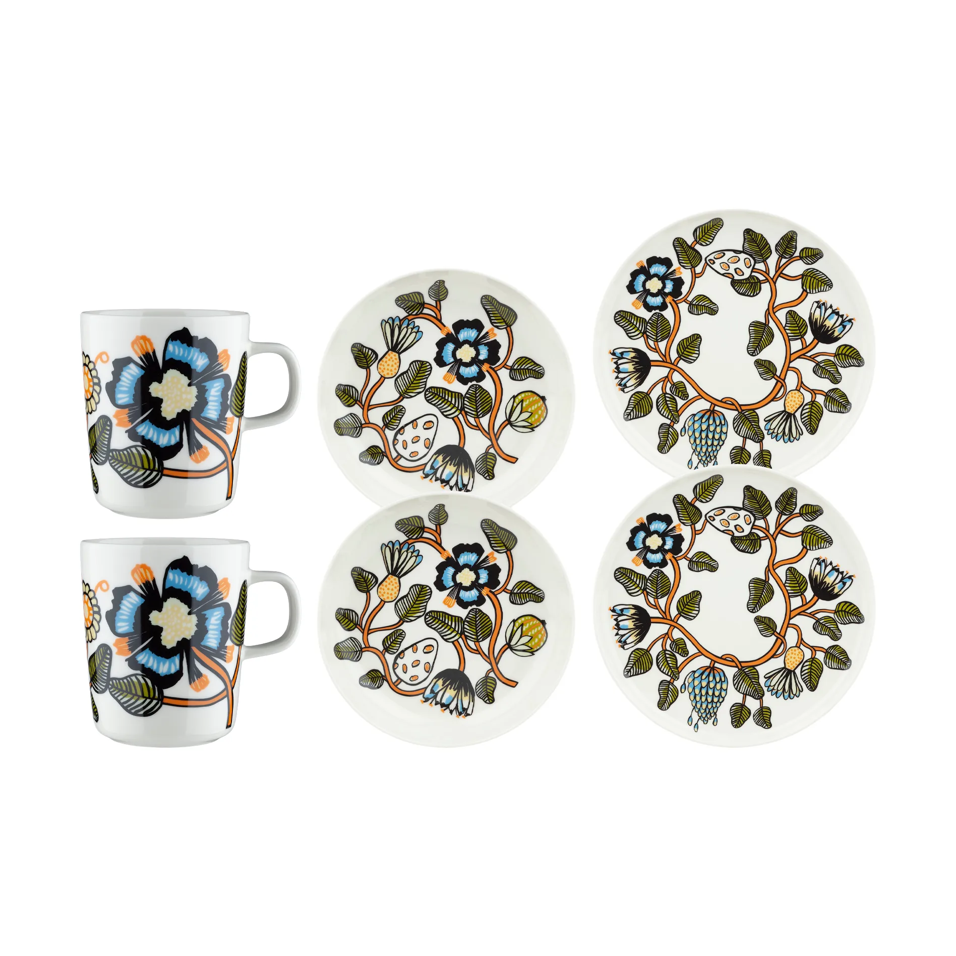 Tiara conjunto de jantar 6 peças, White-warm orange-green Marimekko