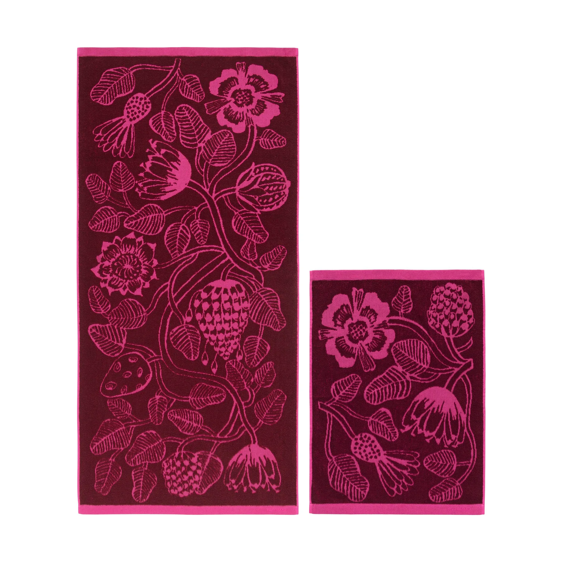 Tiara conjunto de toalhas 2 peças, Borgonha-rosa Marimekko