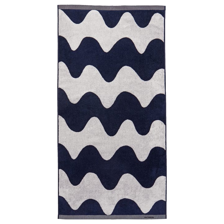 Toalha azul escuro-branco Lokki, 70x140 cm Marimekko