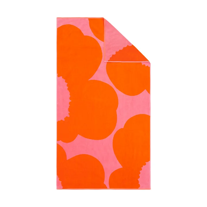 Toalha de banho Iso Unikko - Rosa-laranja vermelho, 100x180 cm - Marimekko