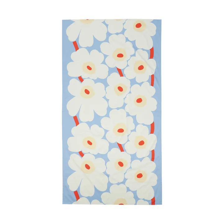Toalha de mesa Unikko - Azul claro-off white-melão-laranja vermelho, 135x250 cm - Marimekko