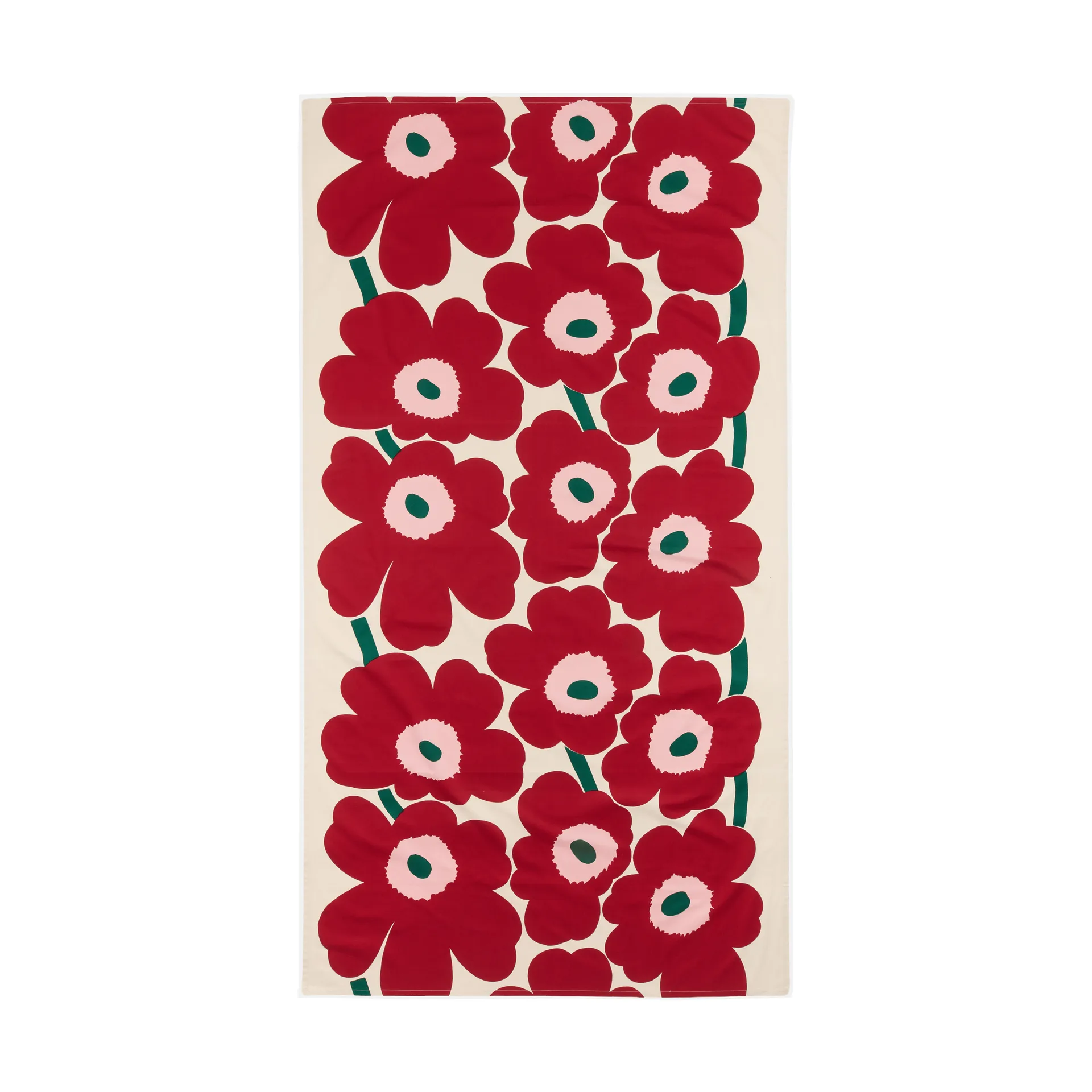 Toalha de mesa Unikko, Off white-cranberry-rose, 135x250 cm Marimekko