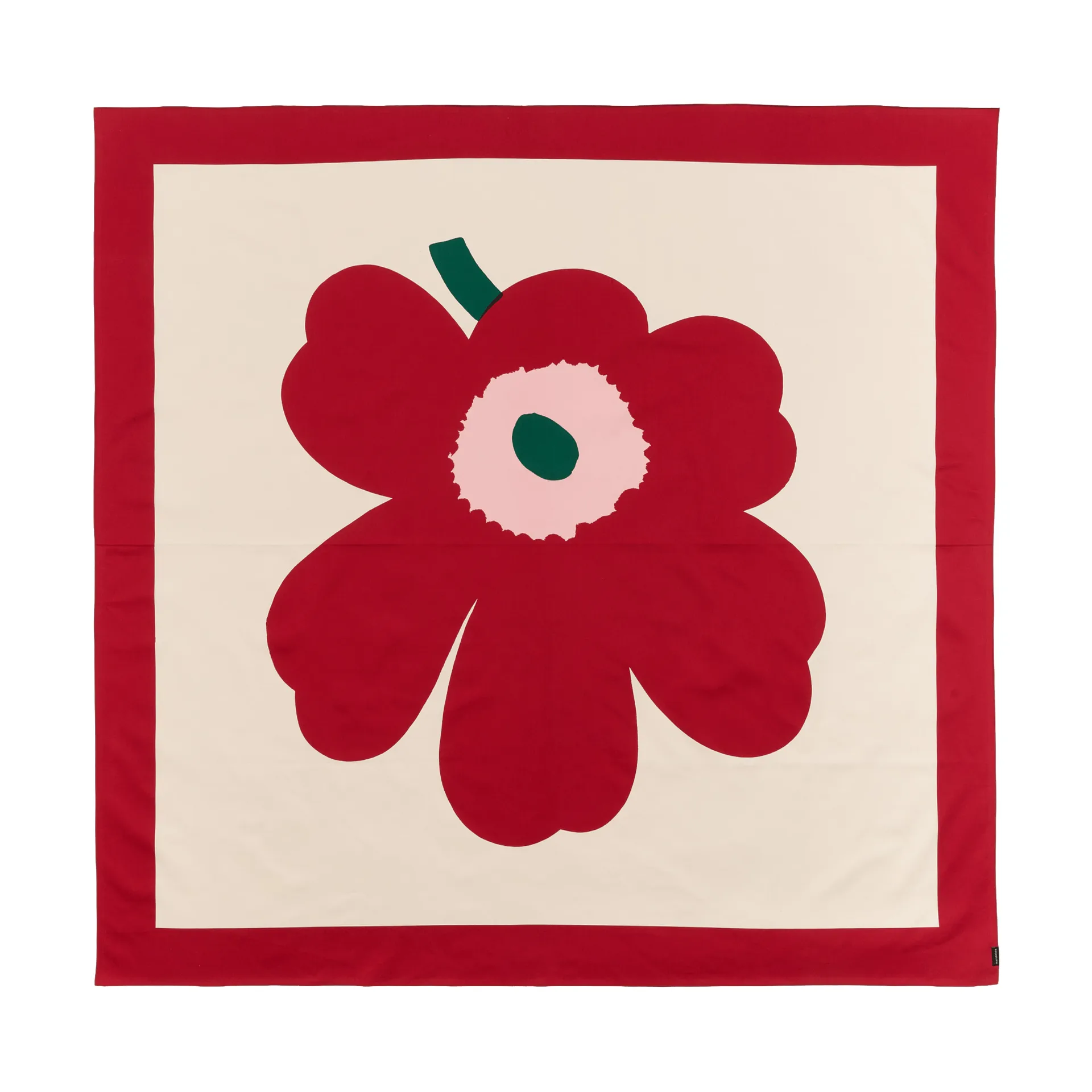 Toalha de mesa Unikko, Off white-cranberry-rose, 140x140 cm Marimekko