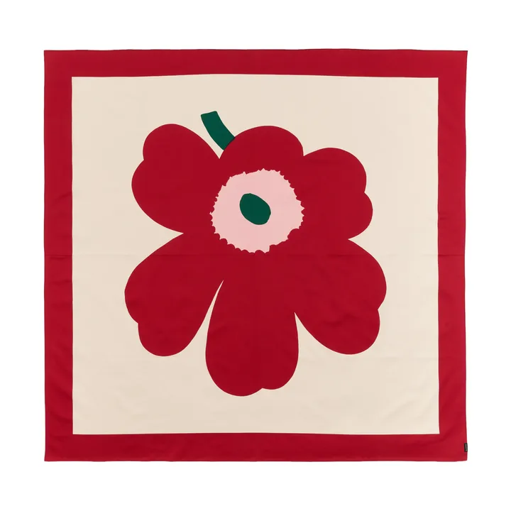 Toalha de mesa Unikko - Off white-cranberry-rose, 140x140 cm - Marimekko