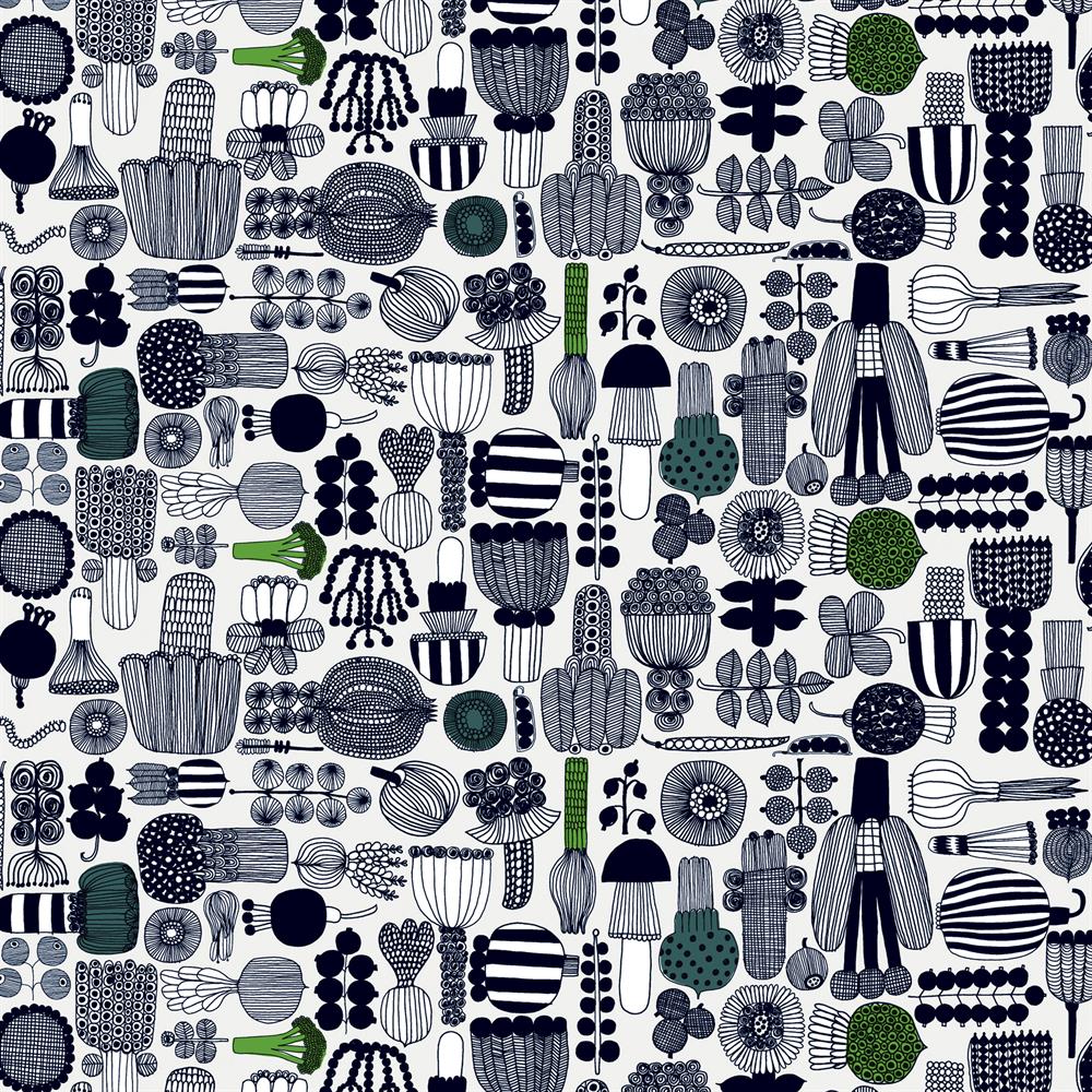 Toalha impermeável Puutarhurin Parhaat, preto-verde Marimekko