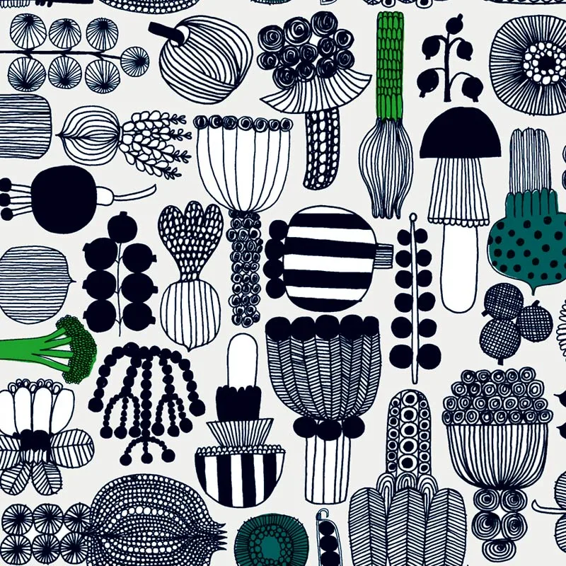 Toalha impermeável Puutarhurin Parhaat, preto-verde Marimekko