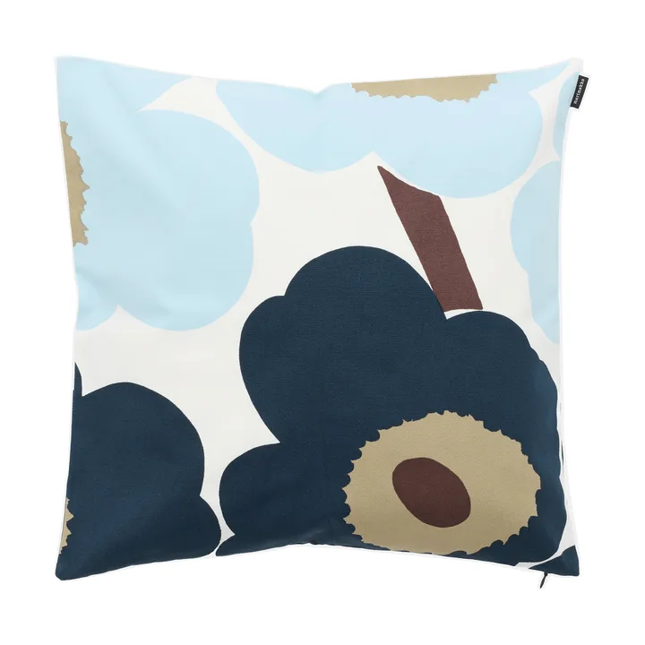 Unikko almofada 50x50 cm - White-blueberry-cold blue-dark brown - Marimekko