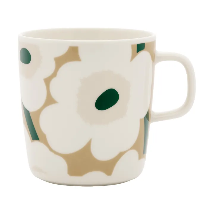 Unikko caneca 40 cl - White-beige-areia clara-verde escuro - Marimekko