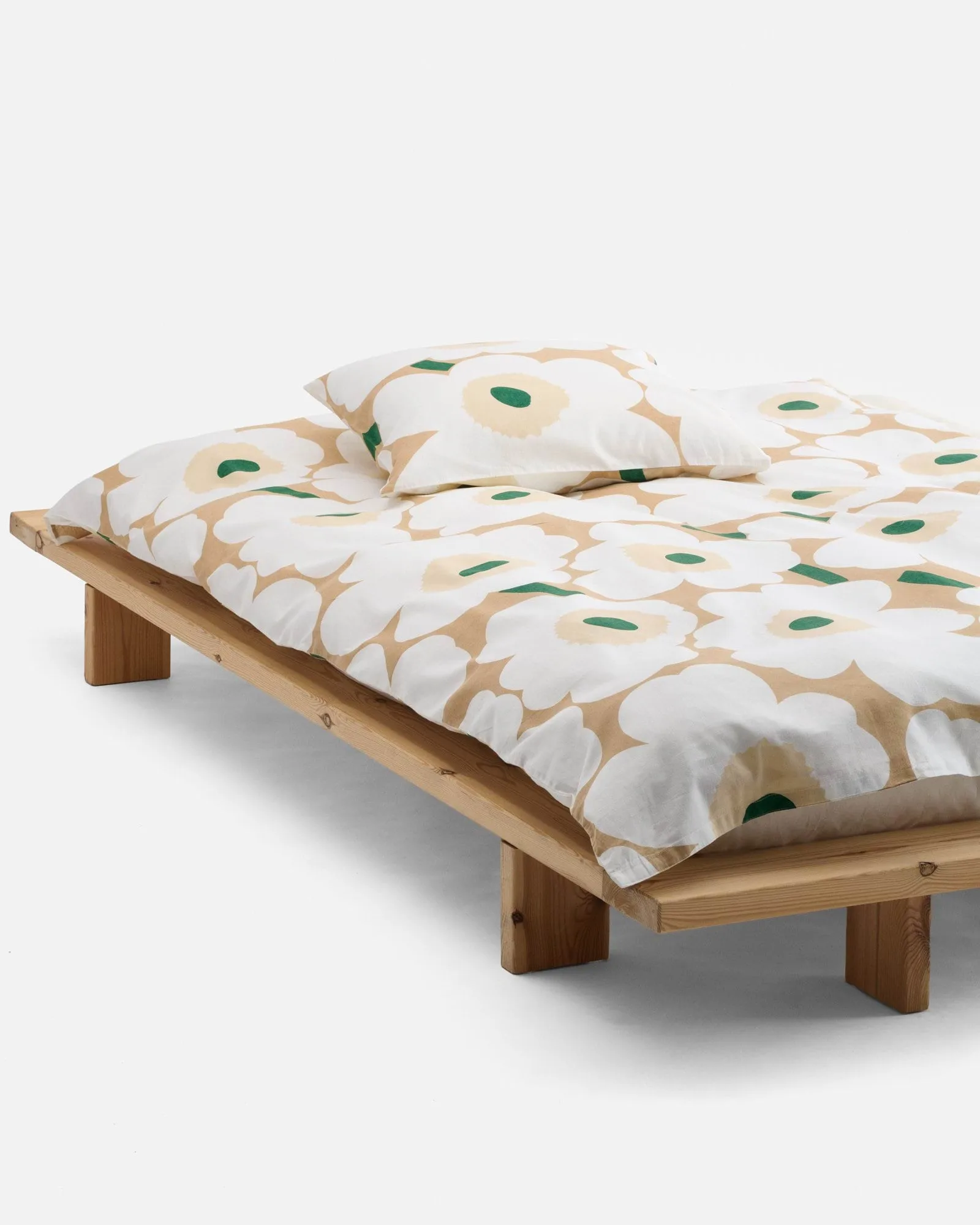 Unikko capa de edredão 150x210 cm, Sand-off white-hay-emerald Marimekko